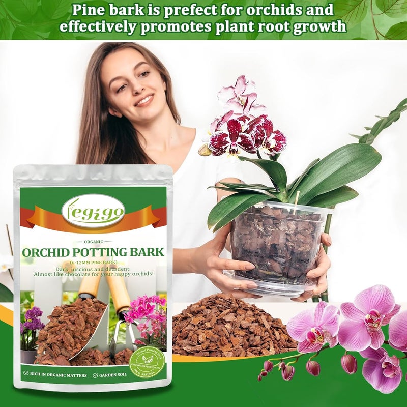 Legigo 6 Quarts Organic Orchid Potting Bark- All Natural Orchid Bark Potting Mix Pine Bark Wood Chips for Houseplant Mulch, Orchid Plants Root Development - Image 5
